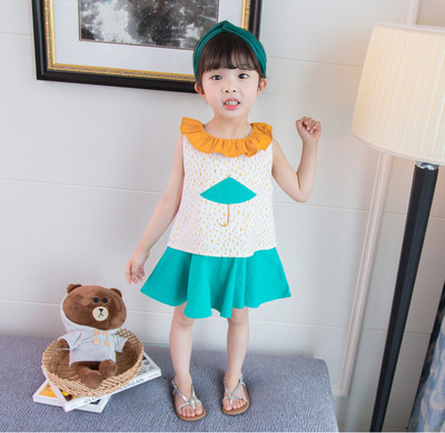 Детска модерна рокля в два цвята с бродерия 