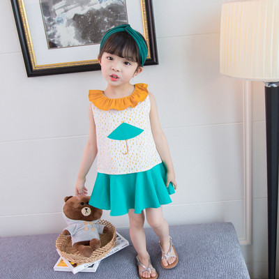 Rochie moderna pentru copii in doua culori cu broderie