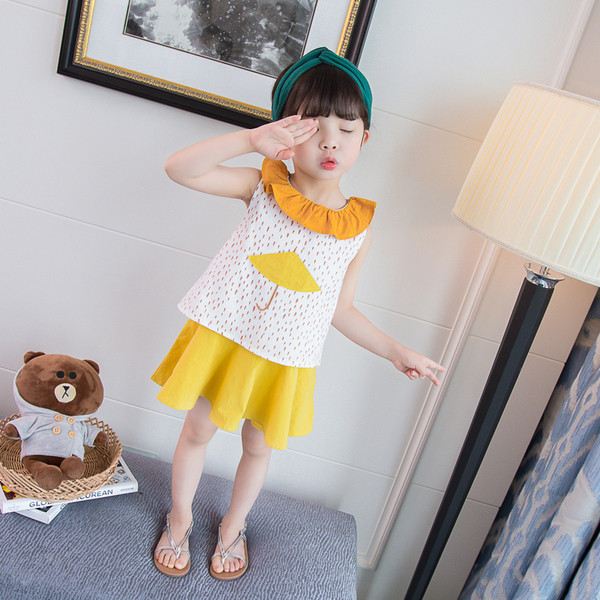 Rochie moderna pentru copii in doua culori cu broderie