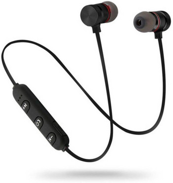 Ασύρματο ακουστικό Bluetooth Αθλητικά ακουστικά με μαγνήτη και ενσωματωμένο μικρόφωνο σε μαύρο χρώμα