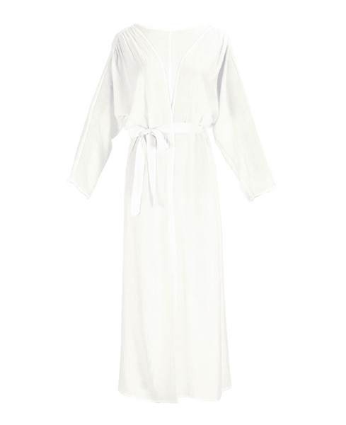 Hosszú strand női köpeny / mellény fehér színben