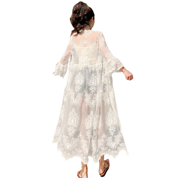 Pelerina dama alba de vara cu broderie