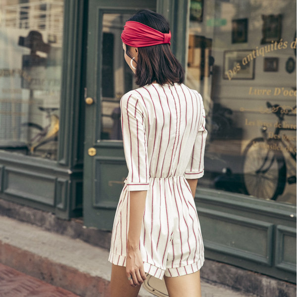 Γυναικεία φόρμα ριγέ με μανίκια 3/4 