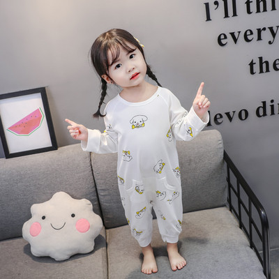 Pijamale pentru fete pentru copii - alb si roz cu buzunar