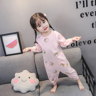 Pijamale pentru fete pentru copii - alb si roz cu buzunar