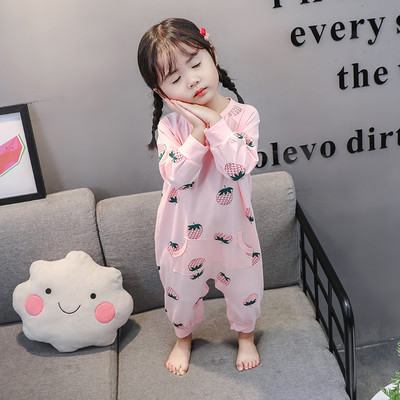 Pijamale pentru copii alb si roz cu buzunar pentru fete