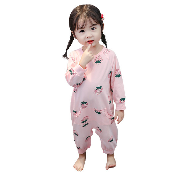 Pijamale pentru copii alb si roz cu buzunar pentru fete