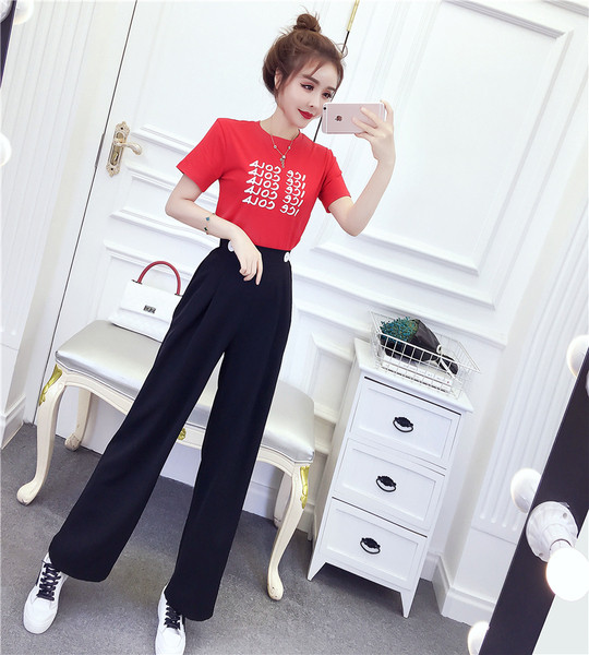 Set casual de tricou si pantaloni lungi lati in doua culori