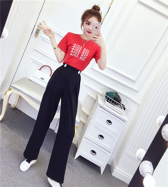 Set casual de tricou si pantaloni lungi lati in doua culori