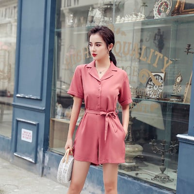 Salopetă casual de damă cu decolteu în V și mâneci 3/4