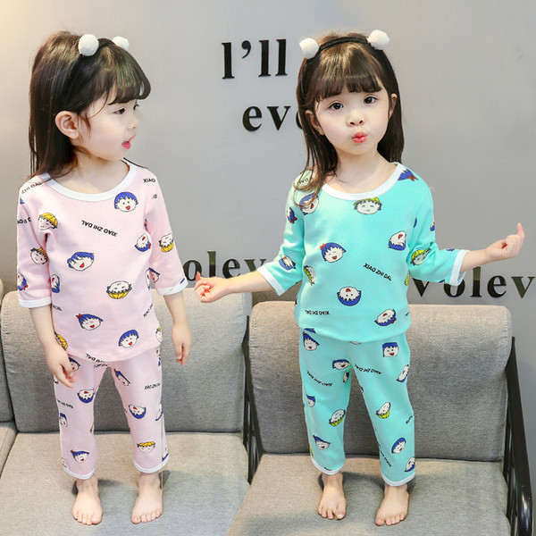 Pijamale pentru copii în alb și albastru în două părți - pentru fete