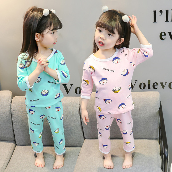 Pijamale pentru copii în alb și albastru în două părți - pentru fete