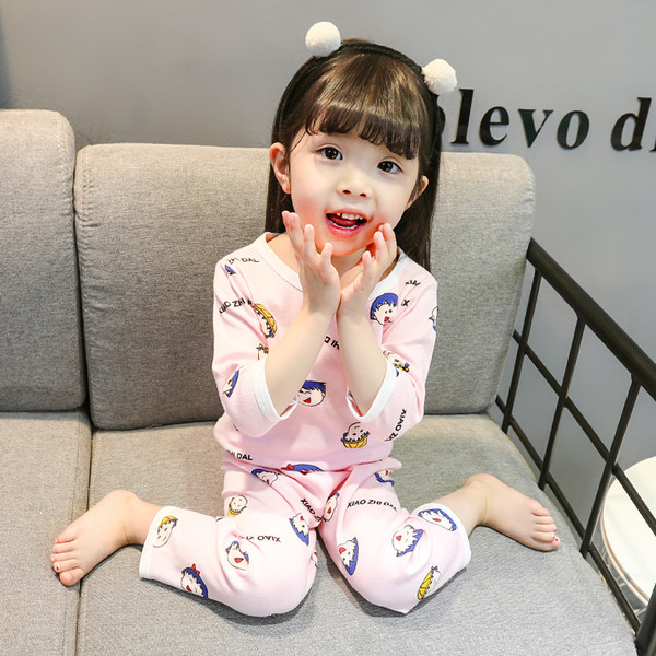 Pijamale pentru copii în alb și albastru în două părți - pentru fete