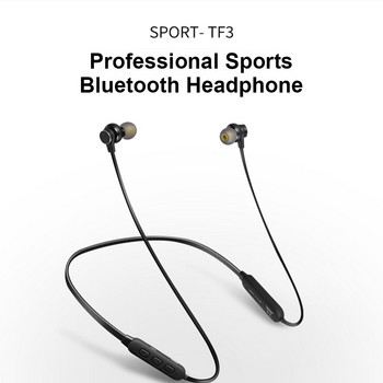 Ασύρματο Bluetooth TF 3 ακουστικό Bluetooth για αθλήματα με μικρόφωνο και Micro SD σε μαύρο χρώμα