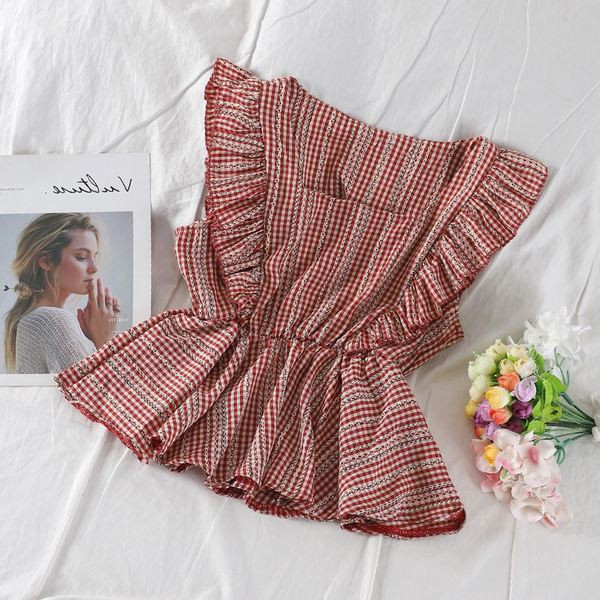 Top de damă în carouri model larg în trei culori