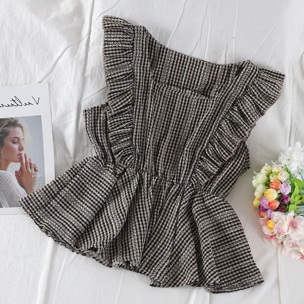 Top de damă în carouri model larg în trei culori