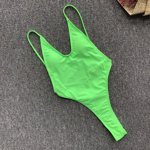 Costum de baie cu croiala intreaga in galben, verde si roz