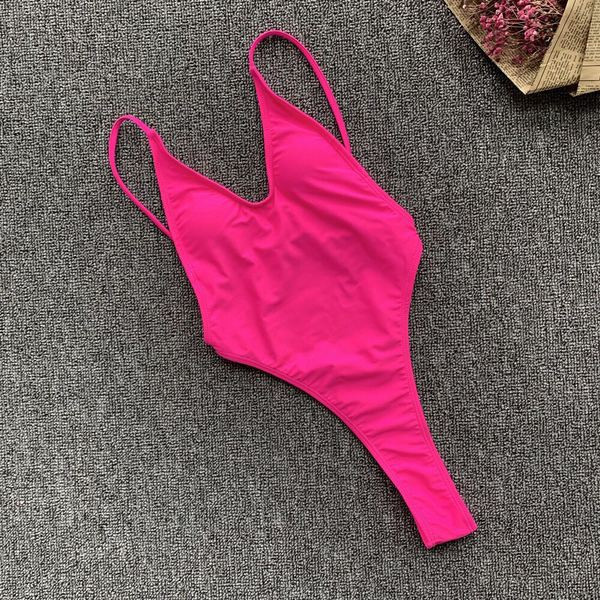 Costum de baie cu croiala intreaga in galben, verde si roz