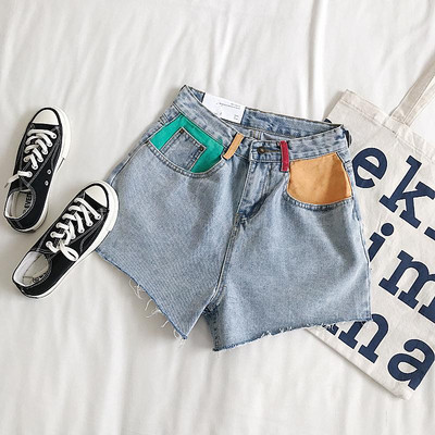 Pantaloni scurți moderni din denim cu talie înaltă de damă