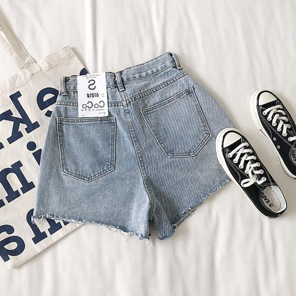 Pantaloni scurți moderni din denim cu talie înaltă de damă