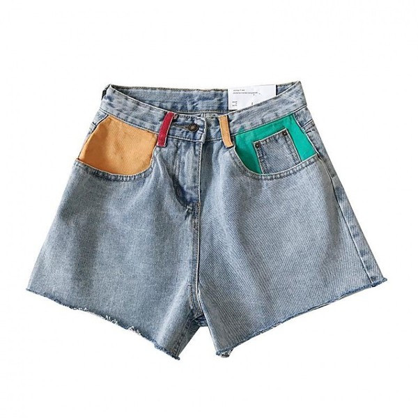 Pantaloni scurți moderni din denim cu talie înaltă de damă