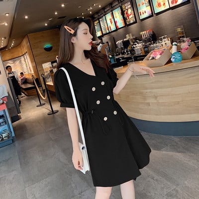 Κομψό γυναικείο φόρεμα με 3/4 μανίκι σε μαύρο και μπορντό χρώμα