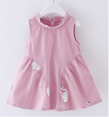 Детска модерна рокля в розов цвят с апликация и цип
