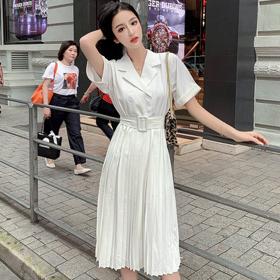 Καθημερινό γυναικείο φόρεμα σε λευκό και κίτρινο χρώμα