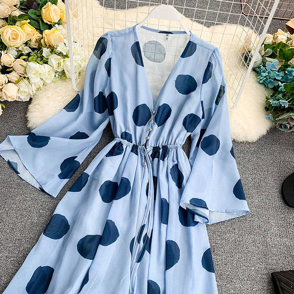 Salopetă lungă de damă modernă cu decolteu în V