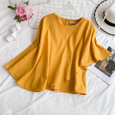 Modern női blúz O-nyakú aszimmetrikus modellel