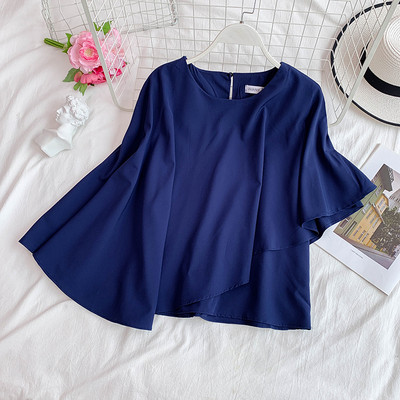 Modern női blúz O-nyakú aszimmetrikus modellel