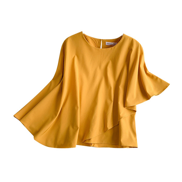 Modern női blúz O-nyakú aszimmetrikus modellel