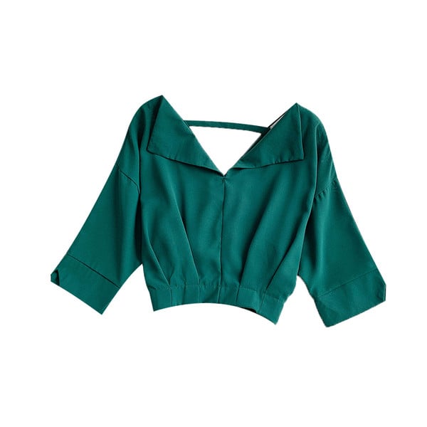 Modern női rövid blúz V-nyakkal, több színben