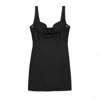 Μοντέρνο γυναικείο φόρεμα με βαθύ λαιμόκοψη σε μαύρο και ροζ χρώμα