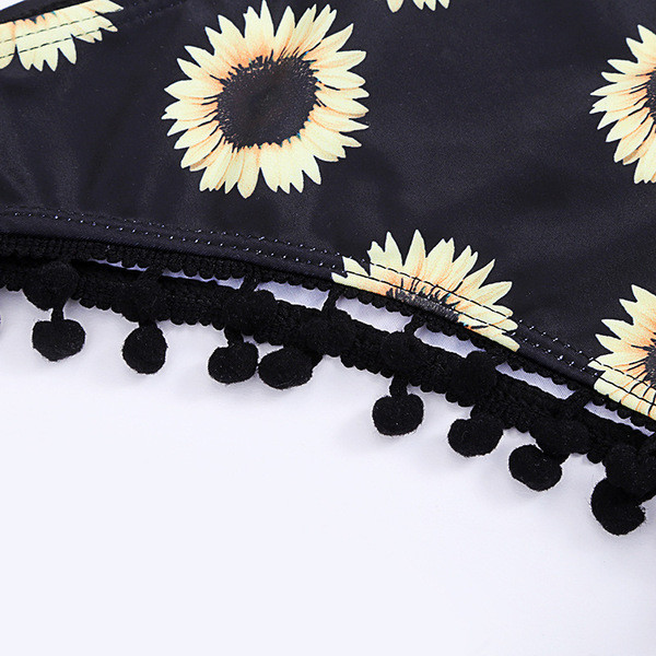 Új modell fürdőruha kétrészes rövid ujjú fekete színben mintával