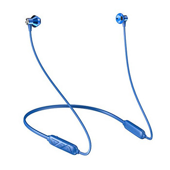 Ασύρματο ακουστικό Bluetooth L8 για αθλητικά με Bluetooth, μαγνήτη και Micro SD σε μπλε χρώμα