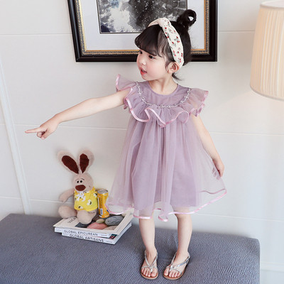 Gyermek modern ruha szabású modell három színben, tüllel