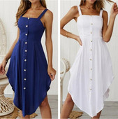 Γυναικείο φόρεμα μόδας με κουμπιά σε διάφορα χρώματα