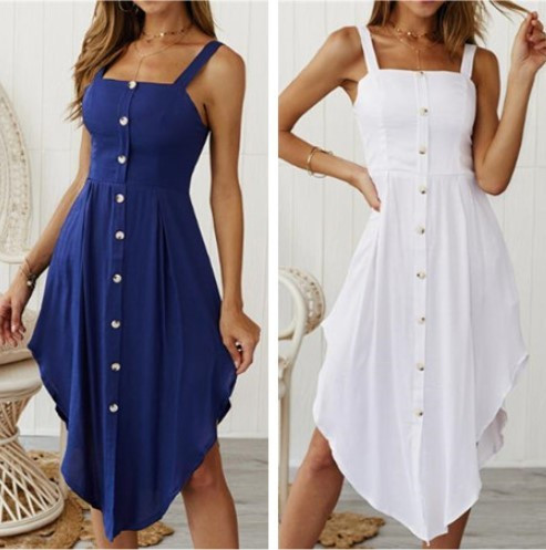 Γυναικείο φόρεμα μόδας με κουμπιά σε διάφορα χρώματα