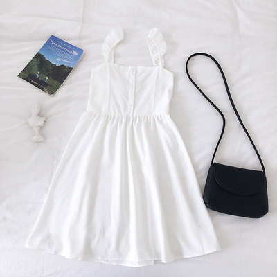 Modern női ruha gombokkal és pántokkal több színben