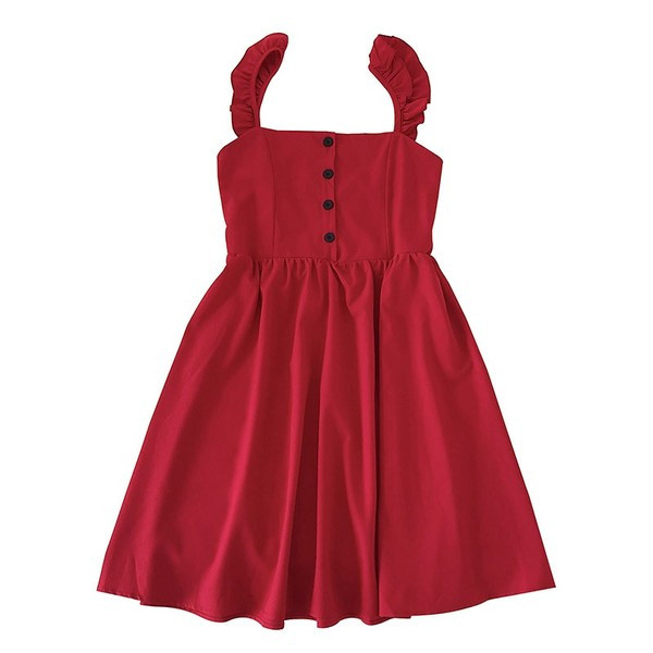 Modern női ruha gombokkal és pántokkal több színben