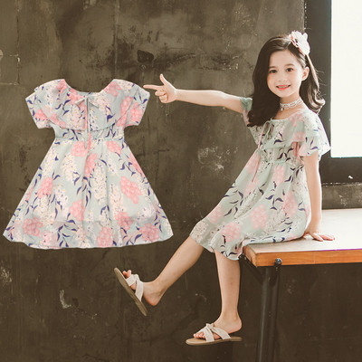 Детска стилна рокля с флорални мотиви-два цвята