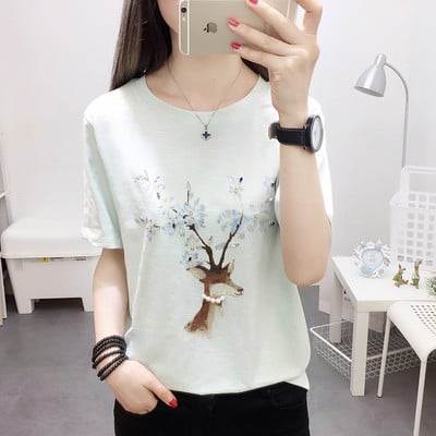 Γυναικεία μπλούζα σε τρία χρώματα με πέρλες και πέτρες