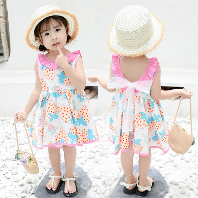 Актуална детска рокля разкроен модел в два цвята