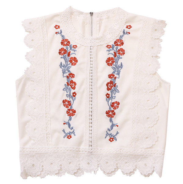 Stílusos női felső csipkével és virágmotívummal, fehér és fekete színben