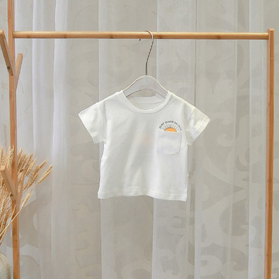 Tricou pentru copii pentru baieti in trei culori cu buzunar si broderie