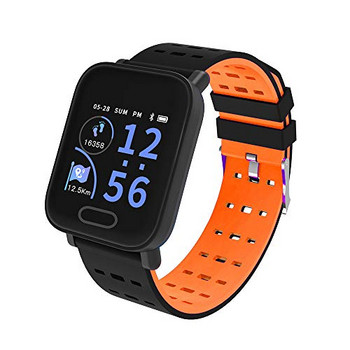Smart ρολόι σε μαύρο χρώμα με πορτοκαλί χρώμα A6