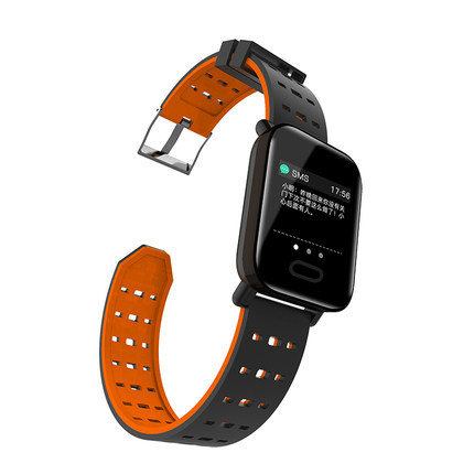 Смарт часовник в черен цвят с оранжево цвят модел A6