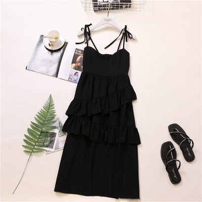 Rochie de in cu bretele in rosu, negru si galben