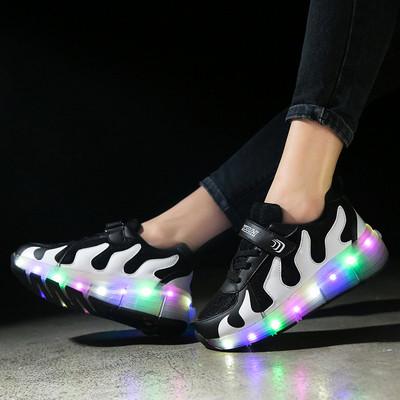 Világító roller tornacipő fiúknak fekete és kék színben